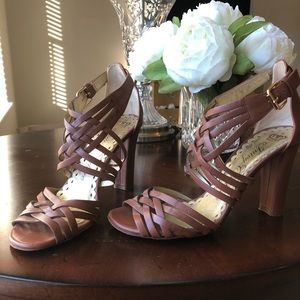 Tan sandals, 7, high heel